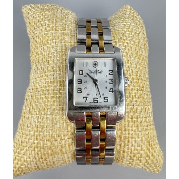 Victorinox Accessories - Victorinox Swiss Army Alliance 24168 Two Tone Rectangle Quartz Watch 6.75"